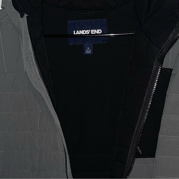 land's end gray puffer zip up jacket - Picture 2 of 5